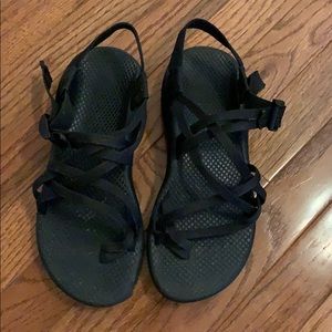 Black chacos with toe strap